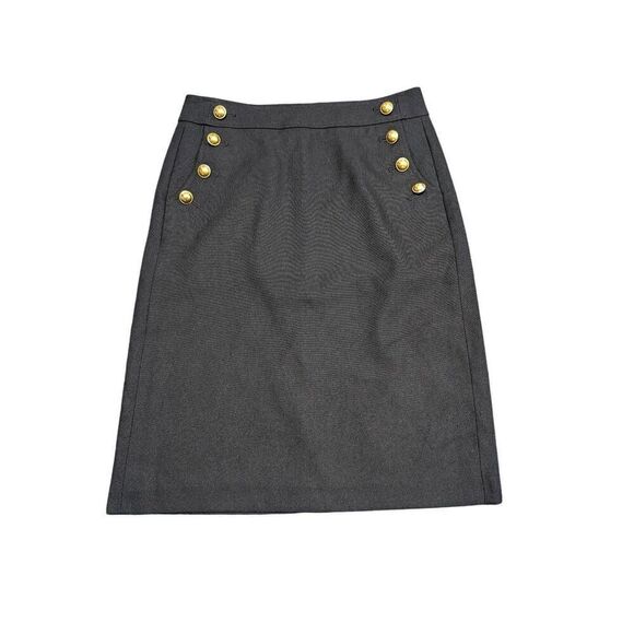 Ann Taylor Loft Women Black Straight Fit Decorative Button Zip Pencil Skirt 4 - Picture 1 of 6